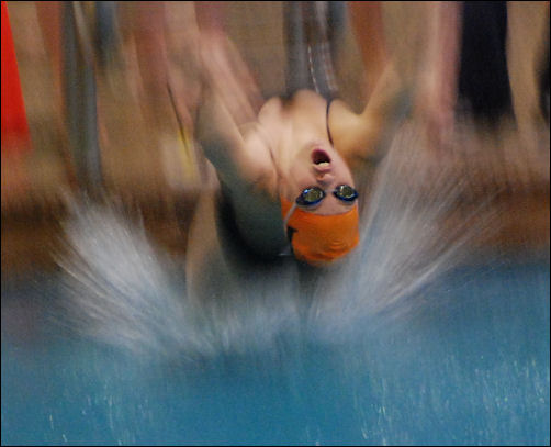 Alex explodes off the blocks in her back start